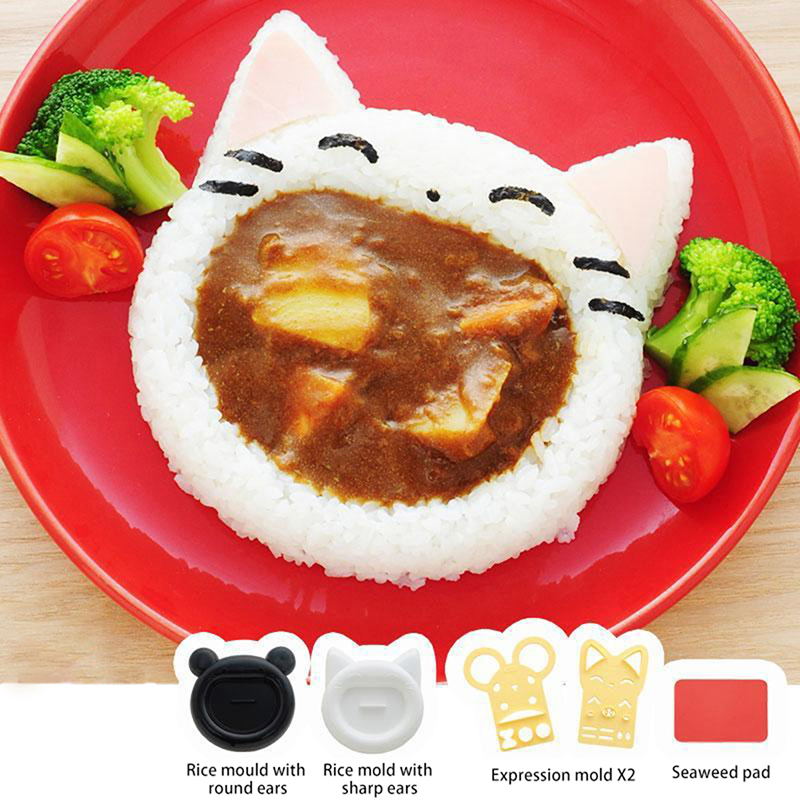 Kitchen Gadgets And Accessories - かわいい漫画の寿司型装飾カッター、bentomaker、サンドイッチツール、キッチンアクセサリー、猫、bear、nori、rice、1個