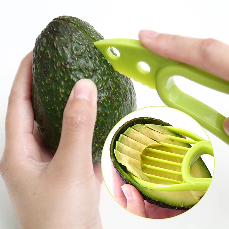 Avocado Slicer Tool - 3 in 1 アボカドスライサー、シーアイコアラー、バターフルーツピーラー、カッター、果肉分離器、プラスチックナイフ、キッチン野菜ツール、キッチンガジェット