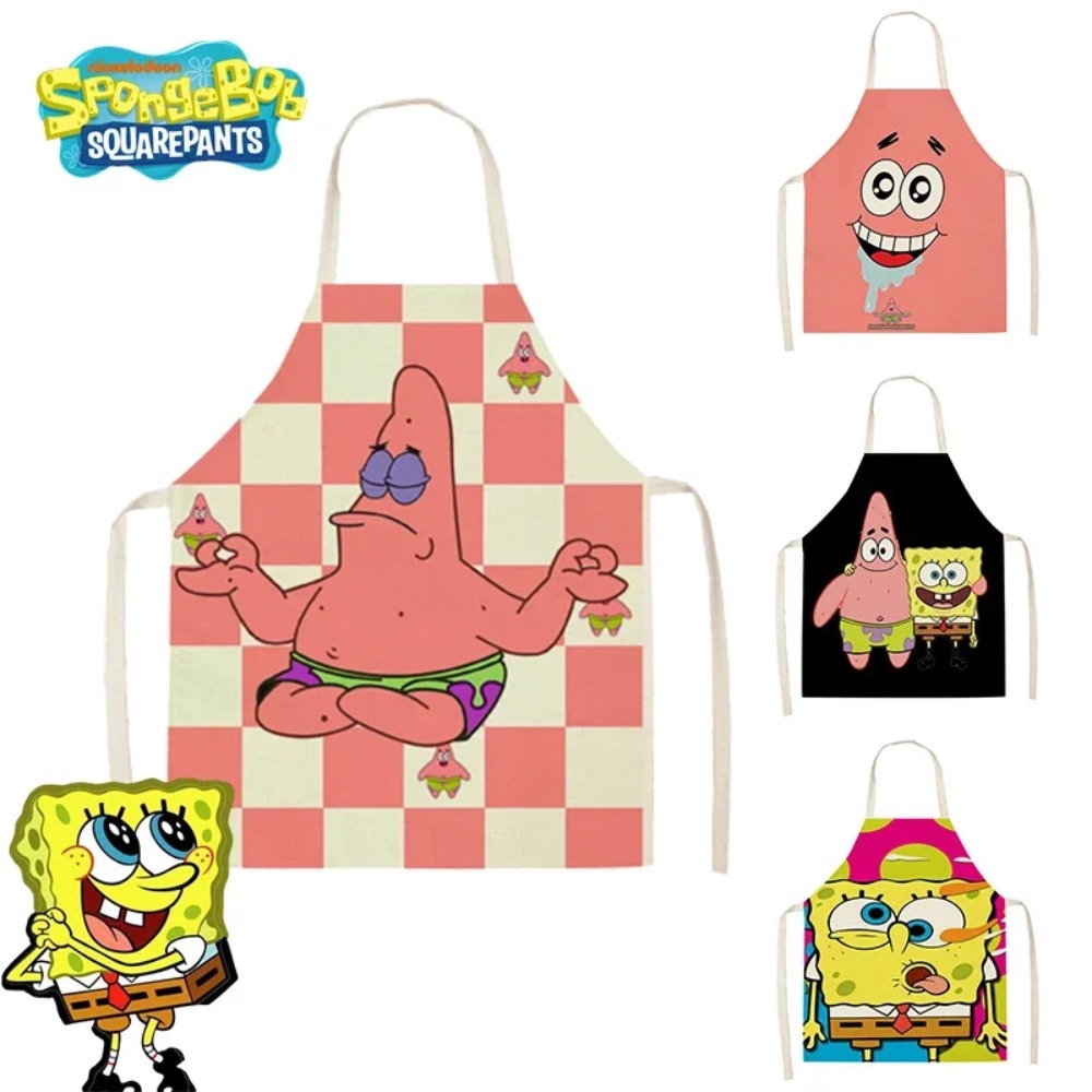 Kitchen Gadgets And Accessories - スポンジボブ パトリック キッチンエプロン 大人用 リネンビブ アニメ