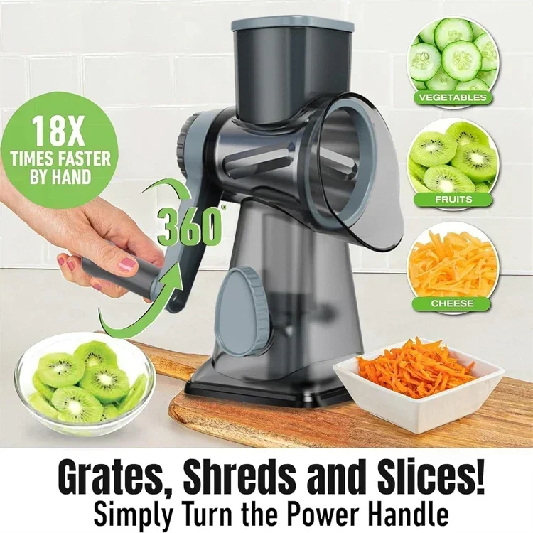 Cheese Grater Box - 2025年式 3-in-1回転式チーズグレーター 多機能手動野菜スライサー ナッツグラインダー キッチン必需品