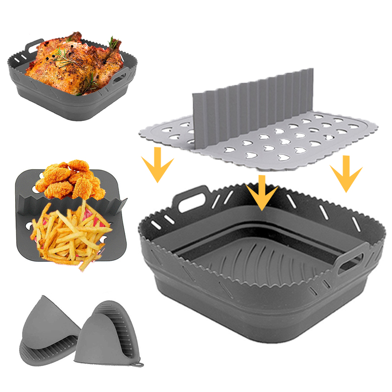 Silicone Steamer Basket - エアフライヤー-丸型シリコンバスケット,柔らかく再利用可能なバスケット,折りたたみ式,無料,20cm/22cm,ヘッドライナー用アクセサリー