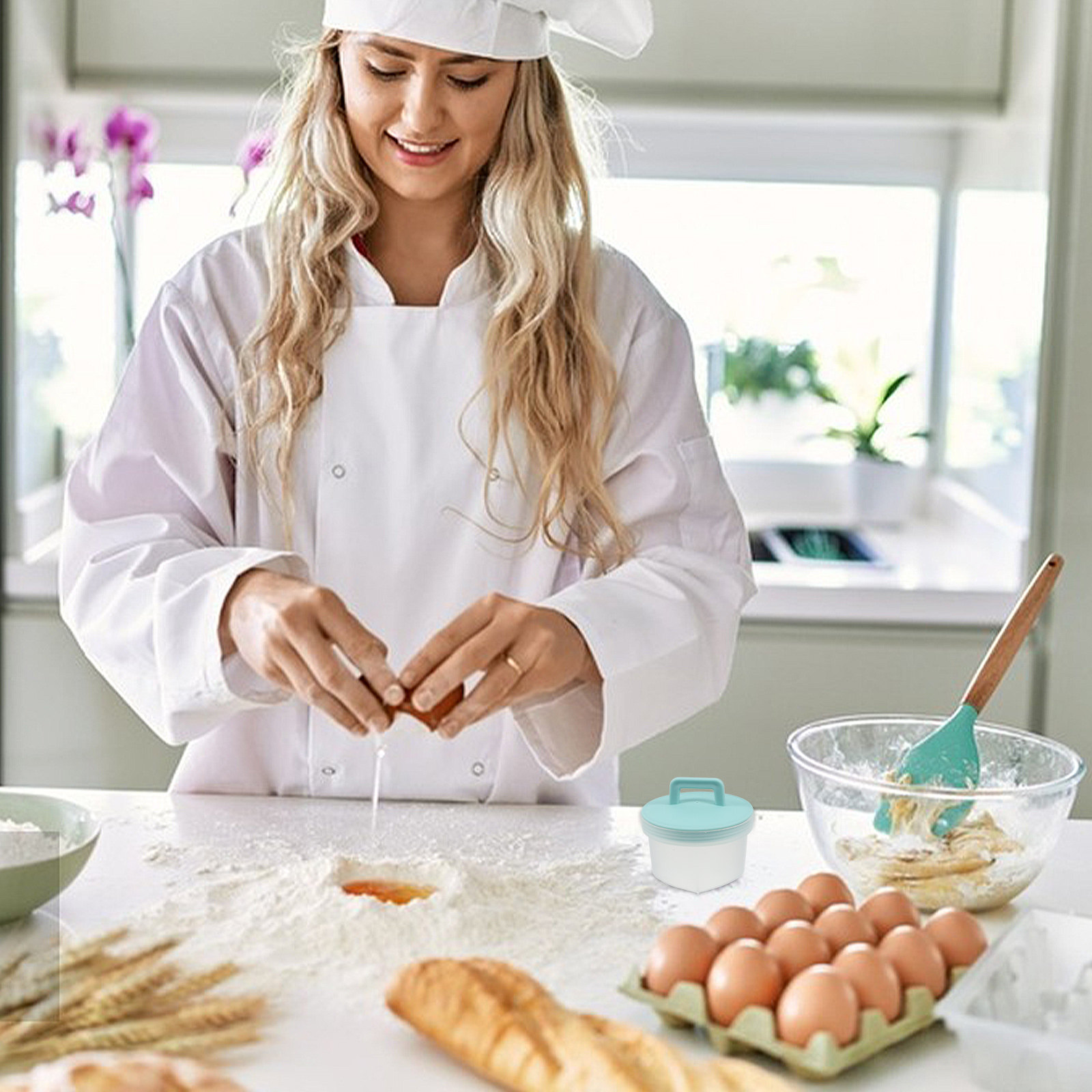 Kitchen Gadgets Save Time - 4個入りエッグクッカーカップセット、ノンスティックプラスチック製エッグモールド、ゆで卵やポーチドエッグ用、朝食キッチンガジェット、時間節約、多用途調理