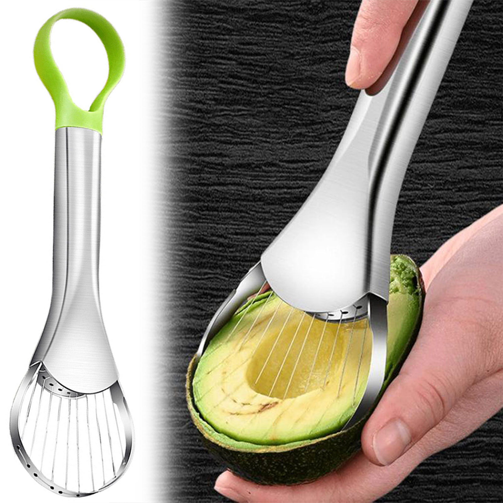 Avocado Slicer Tool - アボカドナイフガジェット、ステンレススチールカッターキッチンツールフルーツカットアーティファクトすべてキッチンと家庭用ドラゴンフルーツスライス