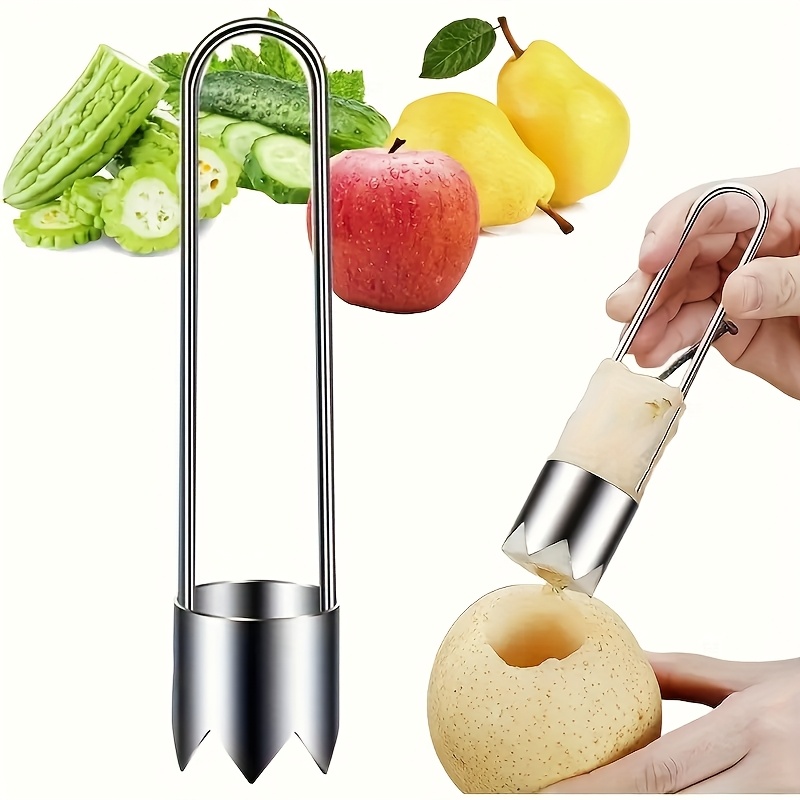 Kitchen Gadgets And Accessories - ステンレス製果物野菜芯抜き器、ピーマン種子除去ツール、リンゴ梨芯抜きカッター、キッチンアクセサリーガジェット