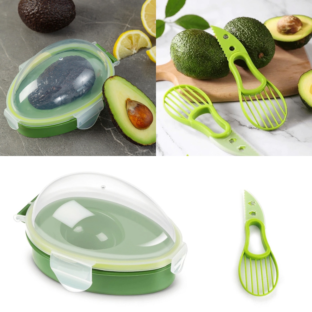Avocado Slicer Tool - アボカド保存ボックス 再利用可能なクリスパーフルーツスライサー セーバー 省スペースキーパー 食品鮮度保持容器 キッチン冷蔵庫ツール
