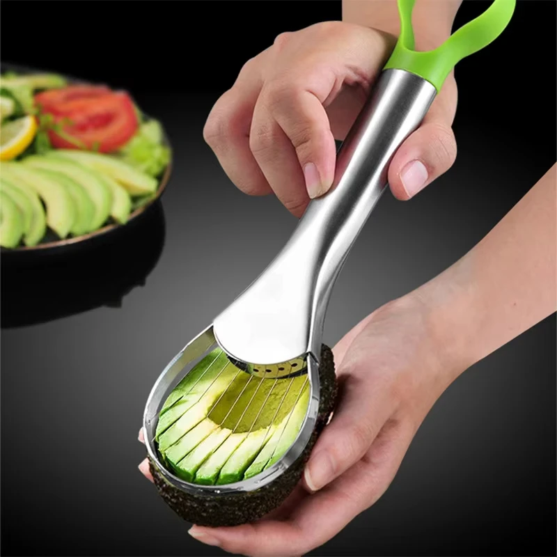 Avocado Slicer Tool - ステンレス製アボカドスライサー 2 in 1 フルーツピーラーカッター キウイ、ピタヤ、メロン用