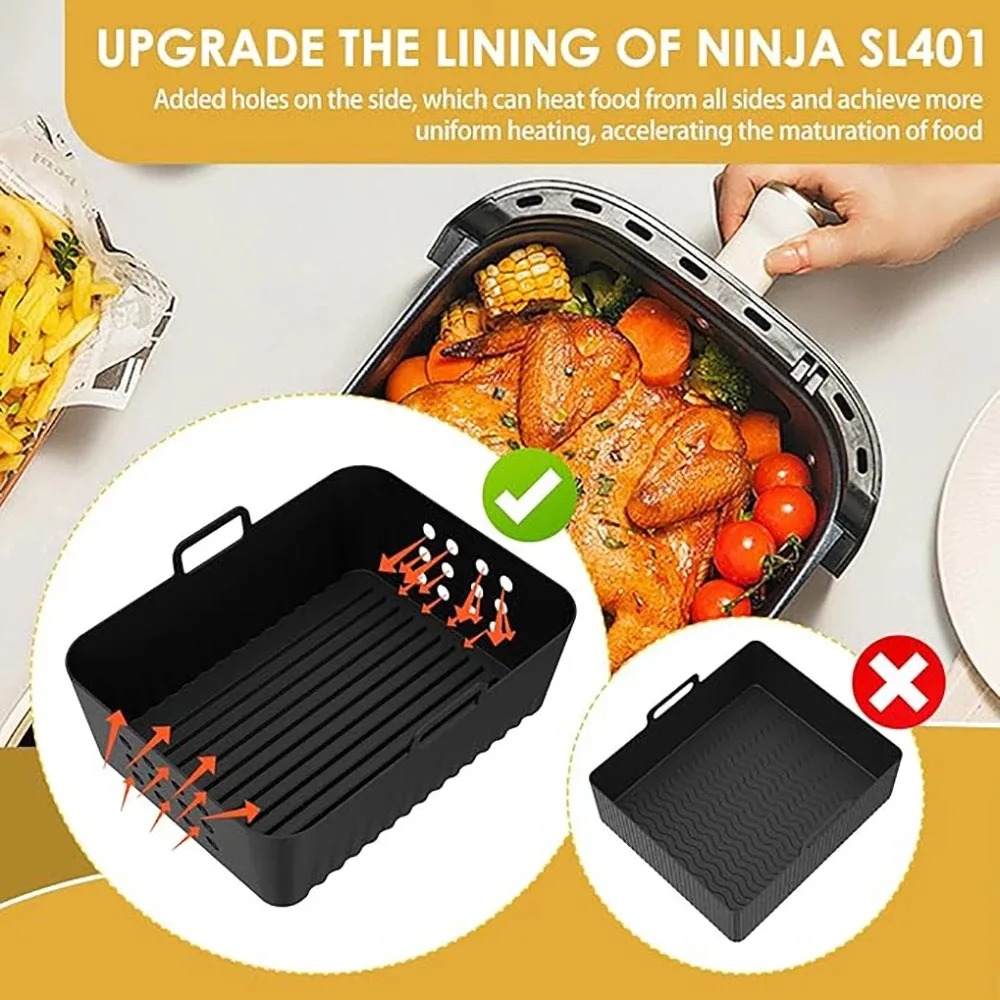 2 個エアフライヤーシリコンライナー忍者 SL400 SL4 - Silicone Steamer Basket のレビューと価格
