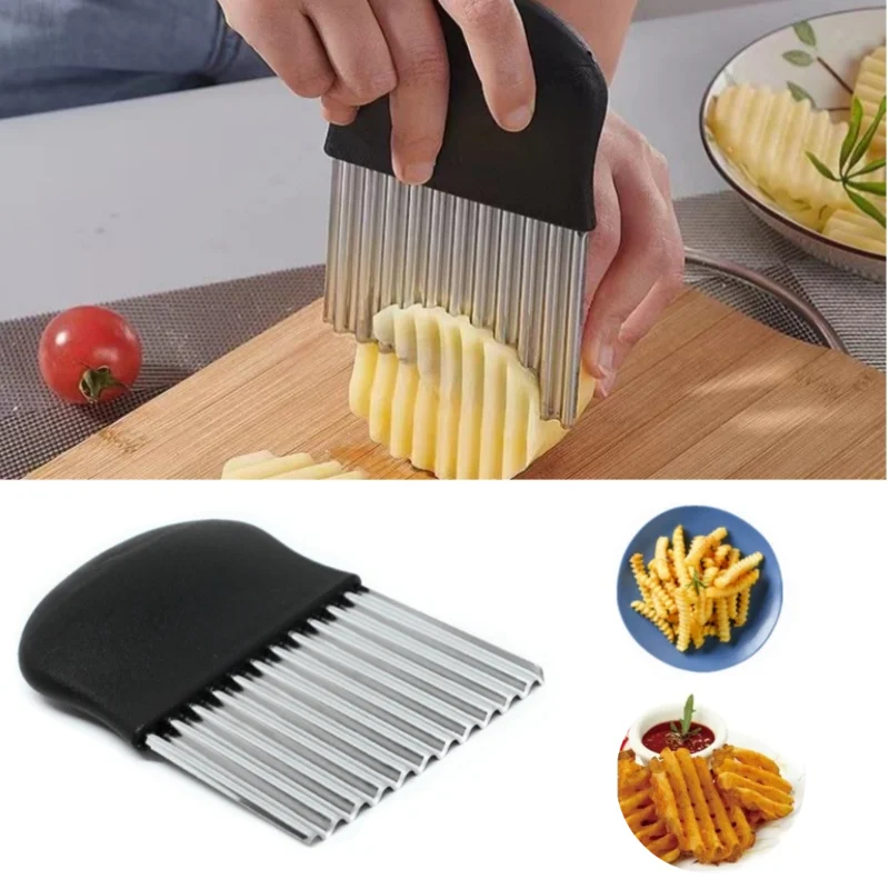 ステンレス鋼のポテトチップスライサー、包丁、生地カッター、野 - Kitchen Gadgets Vegetable Cutter のレビューと価格