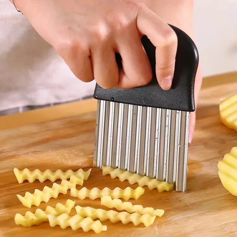 ステンレス鋼のポテトチップスライサー、包丁、生地カッター、野 - Kitchen Gadgets Vegetable Cutter のレビューと価格