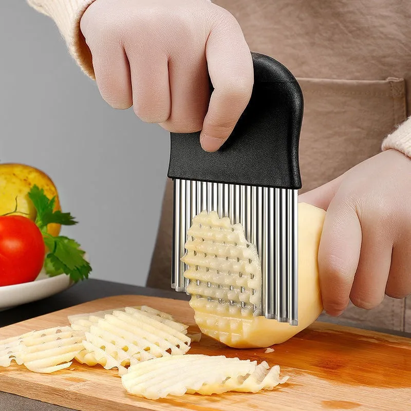 ステンレス鋼のポテトチップスライサー、包丁、生地カッター、野 - Kitchen Gadgets Vegetable Cutter のレビューと価格
