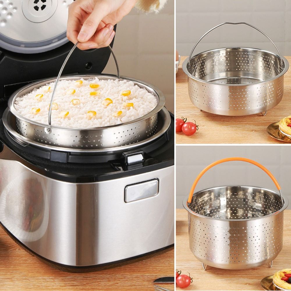 シリコンハンドル付きステンレス製フードスチーマー、炊飯器、蒸 - Silicone Steamer Basket のレビューと価格