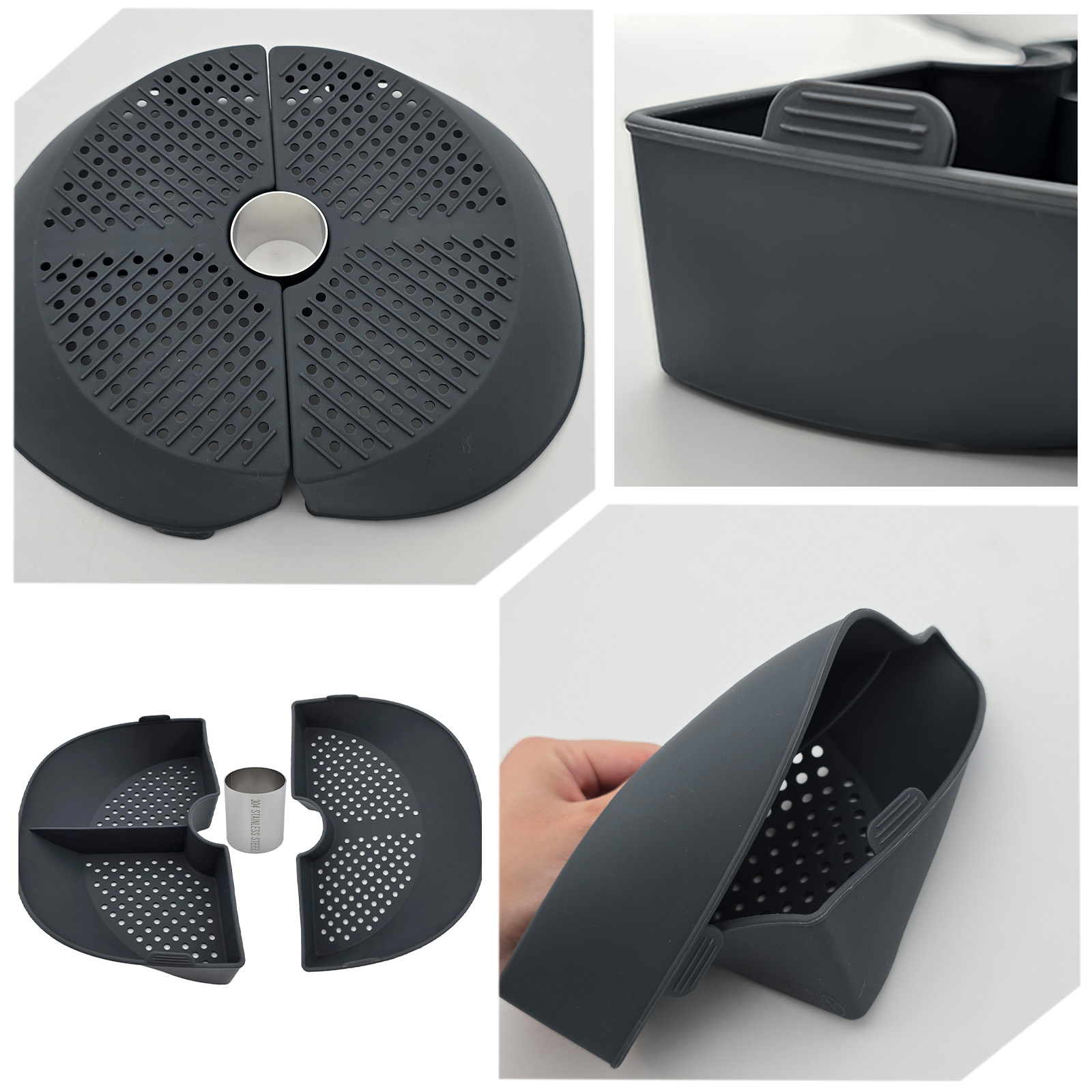 シリコン製蒸し器バスケットディバイダー、モンシュール・クイジ - Silicone Steamer Basket のレビューと価格