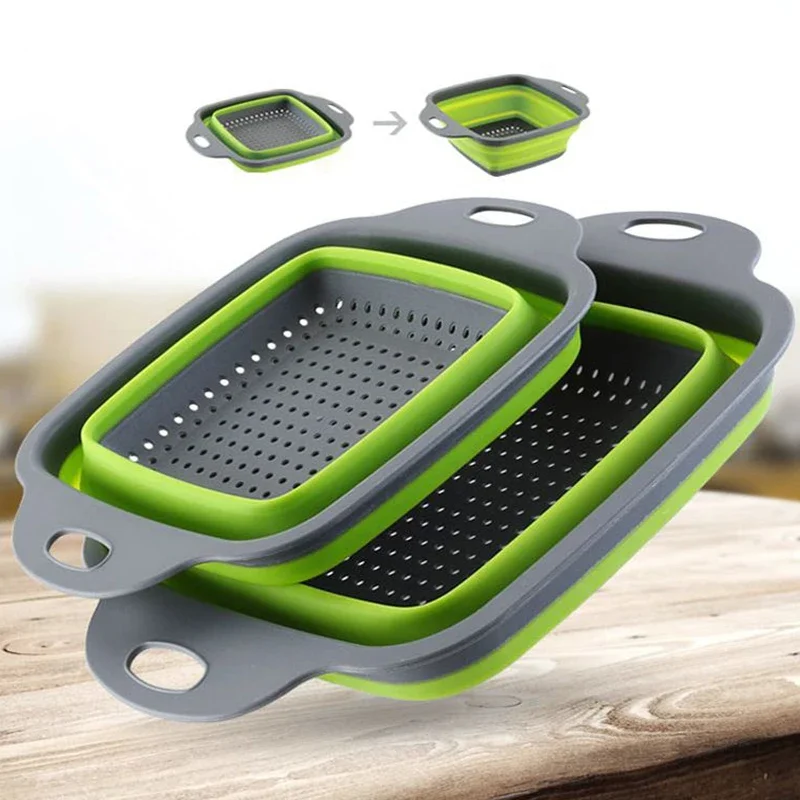 新しい折りたたみ野菜洗濯バスケット野菜果物フィルターポータブ - Silicone Steamer Basket のレビューと価格