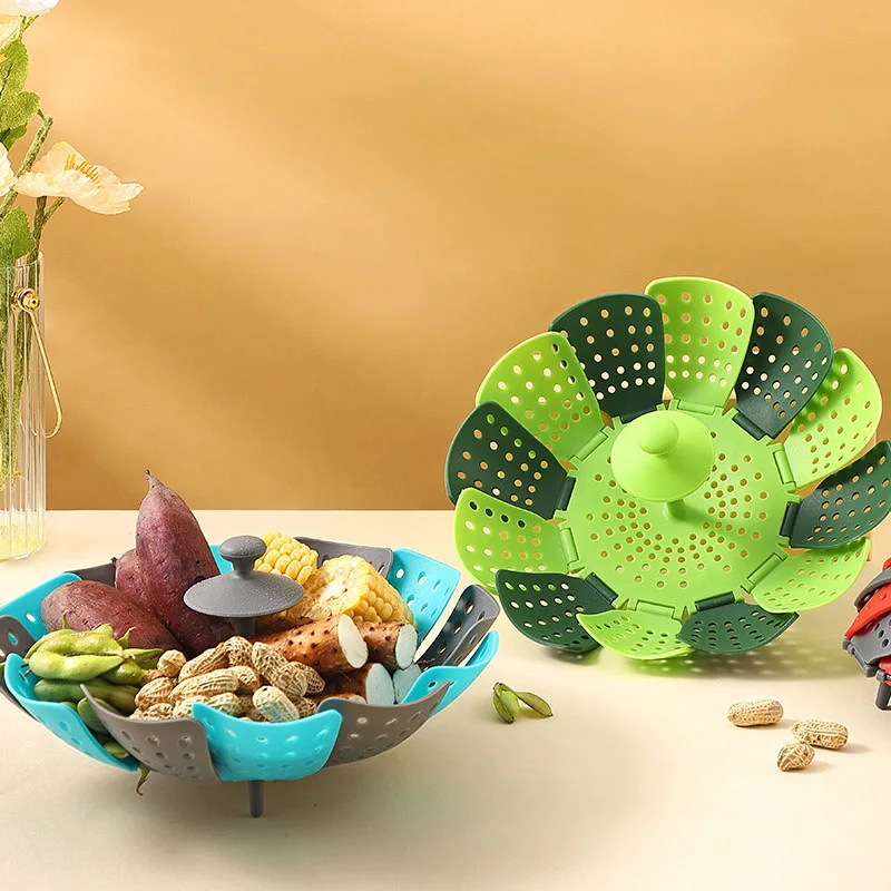 折りたたみ食品蒸し器野菜と果物の食品バスケット蒸し器ラック調 - Silicone Steamer Basket のレビューと価格