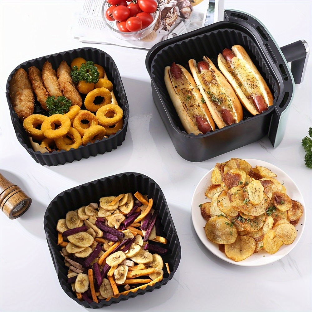 エアフライヤーシリコンライナー 正方形 再利用可能 ノンステ - Silicone Steamer Basket のレビューと価格